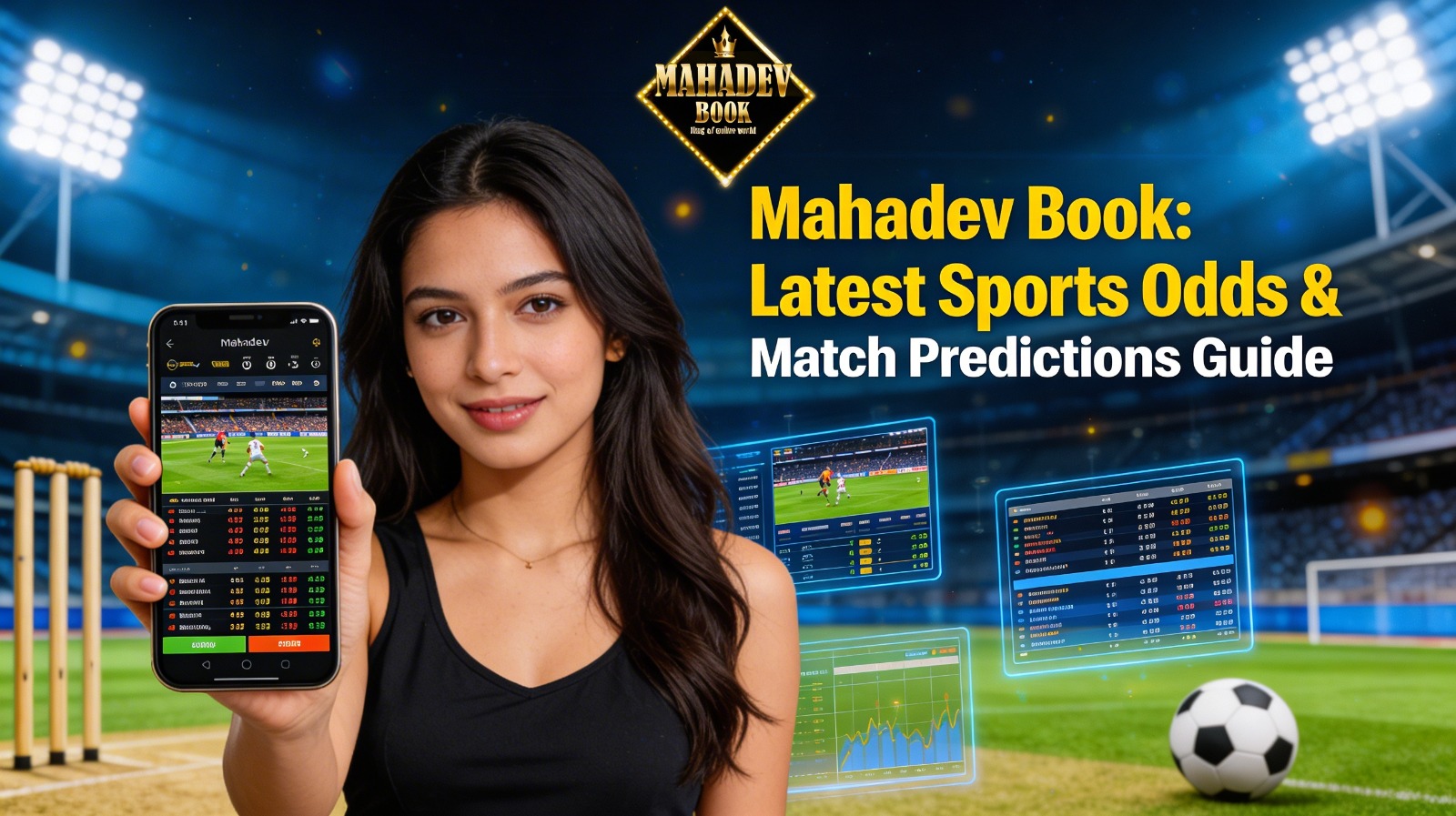 Mahadev Book sports betting dashboard showing latest sports odds, live match updates, and expert match predictions guide for cricket and other sports.