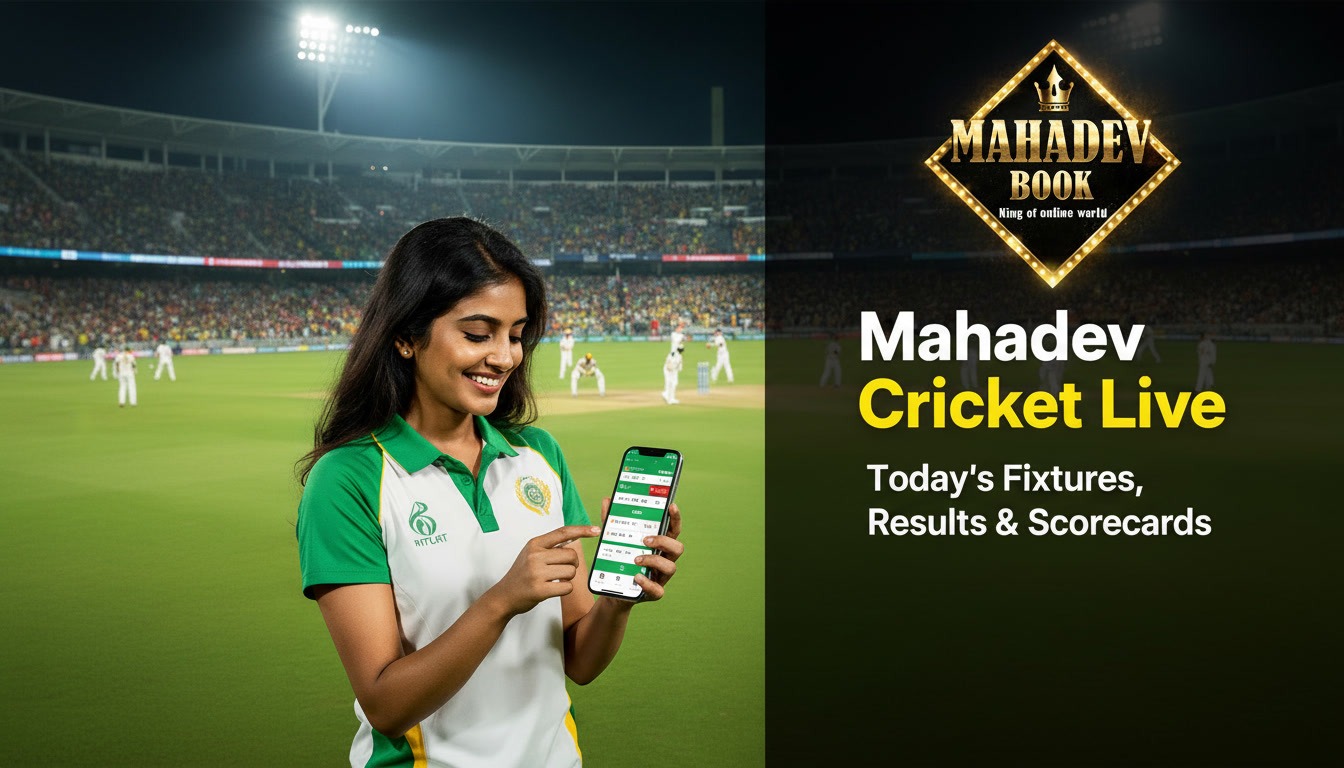 Mahadev Cricket Live dashboard showing today’s cricket fixtures, live match scores, latest results, and detailed scorecards for ongoing and upcoming matches.